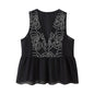 Ethnic Style Floral Lace Embroidered Sleeveless Shirt