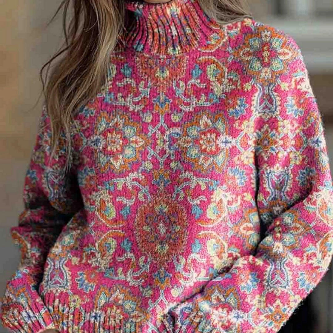 Women's Loose All-matching Printed Leisure Pullover Sweater