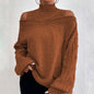 Women's Cold Shoulder Sweater - Sexy High Neck Cut Out Pullover Long Sleeve Top