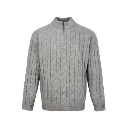 Loose Feeling Old Money British Half Zipper Heavy Sweater