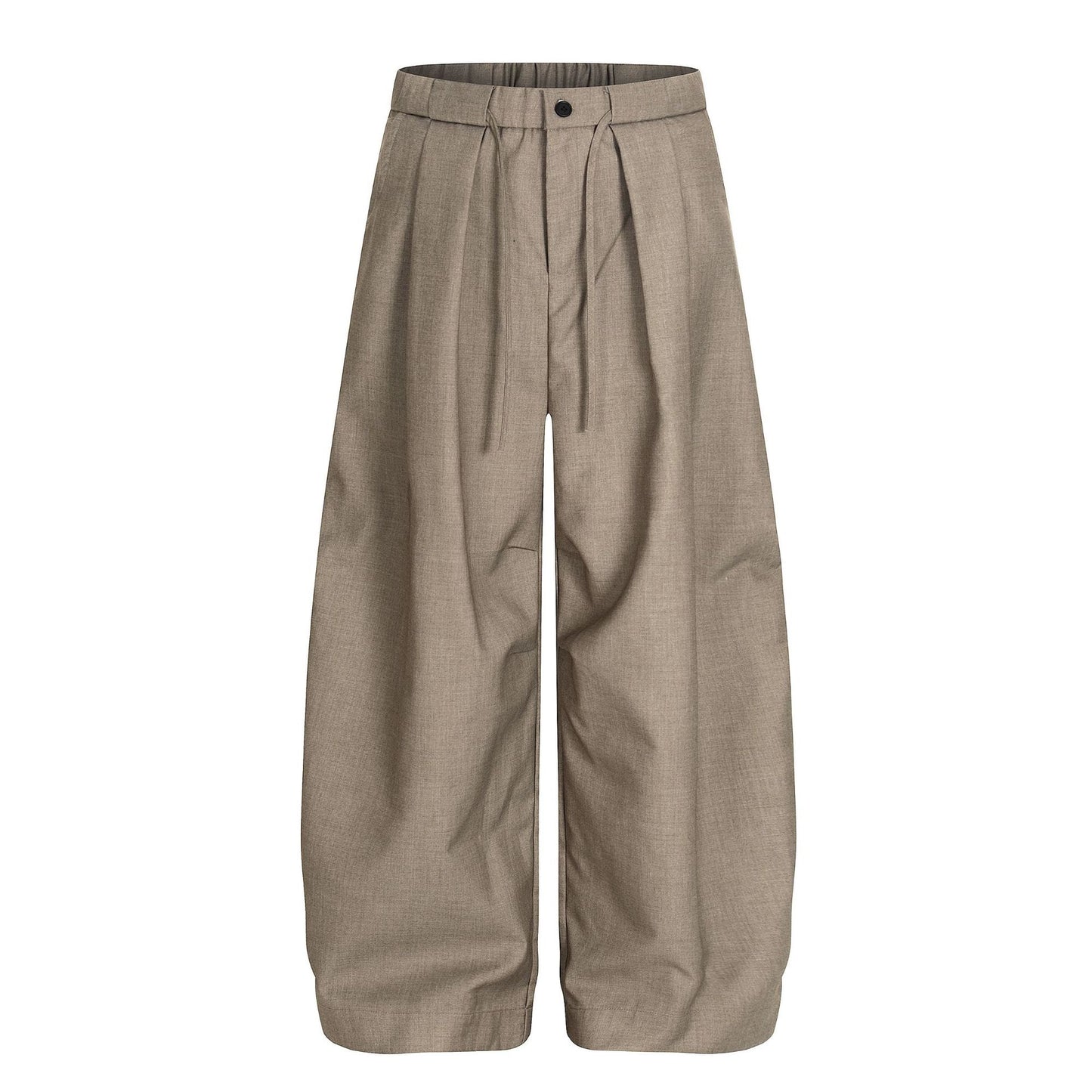 Retro Old Money Inspired Casual Trousers With Unique Pleated Curved Silhouette