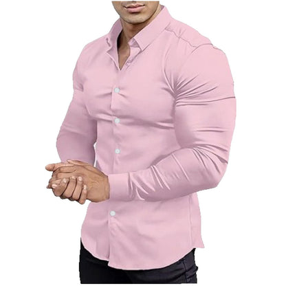 Printed Business Leisure Iron-free Solid Color Polo Collar Shirt