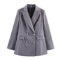 Women's Double-breasted Blazer With Belt Pants