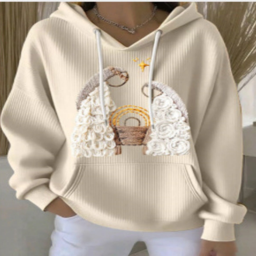 Women's Versatile Casual Blended Jacquard Embroidered Long-sleeve Sweater