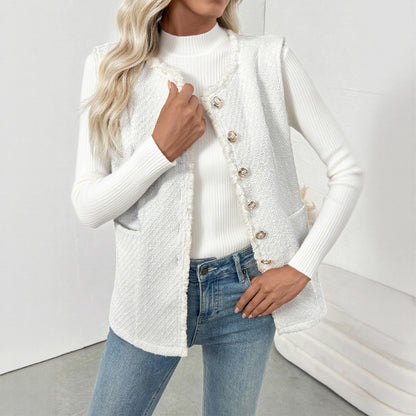 Solid Color High Class Elegant Elegant Cardigan Vest Coat For Women