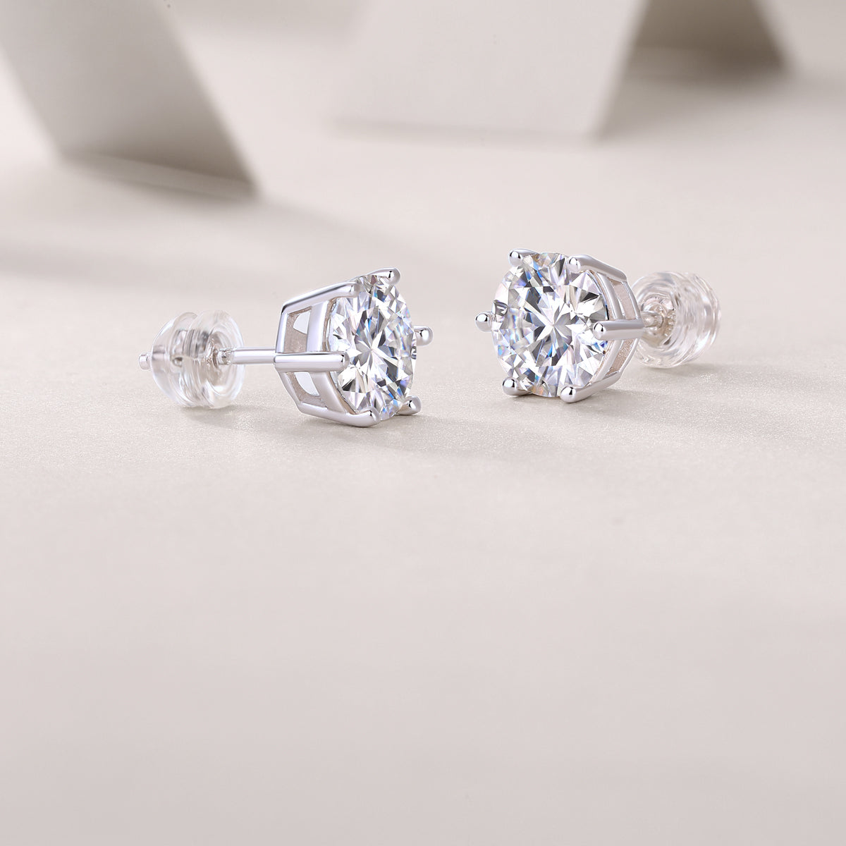 Quiet Moments - Earrings Set With Top-quality Moissanite S925 Silver And Platinum-plated Stud Earrings, A Fashionable And Trendy Accessory, Can Be Tested With A Diamond Pen