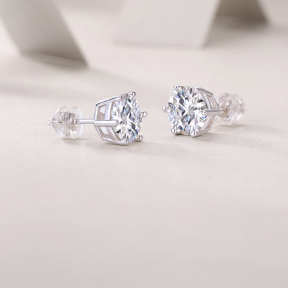 Quiet Moments - Earrings Set With Top-quality Moissanite S925 Silver And Platinum-plated Stud Earrings, A Fashionable And Trendy Accessory, Can Be Tested With A Diamond Pen