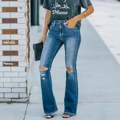 Women's Ripped Skinny Jeans Fashion Wash