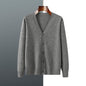 V-neck Knitted Cardigan Coat Men's Andy Velvet Long Sleeve