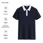 Zipper And Lapel Polo Shirt Solid Color Short Sleeve