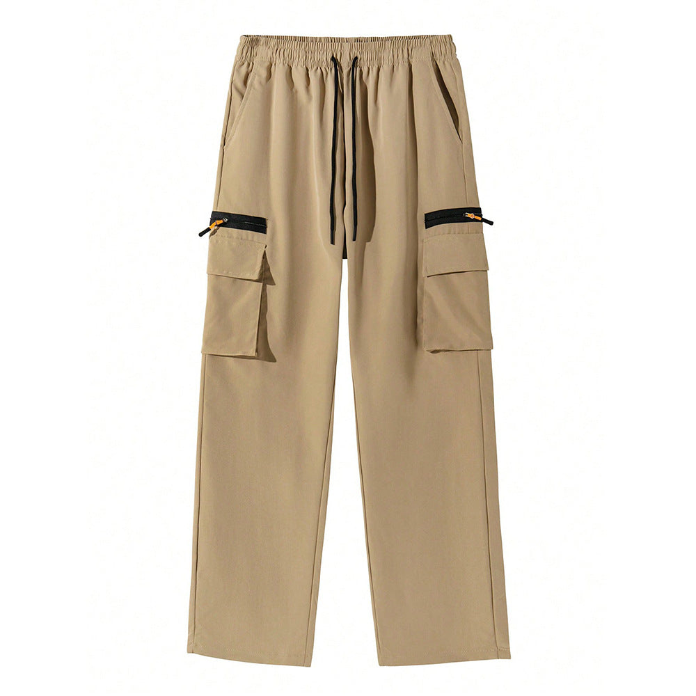Mens Stylish Casual Loose-fit Utility Khaki Pants