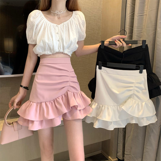 Irregular Hem Flared Skirt Women