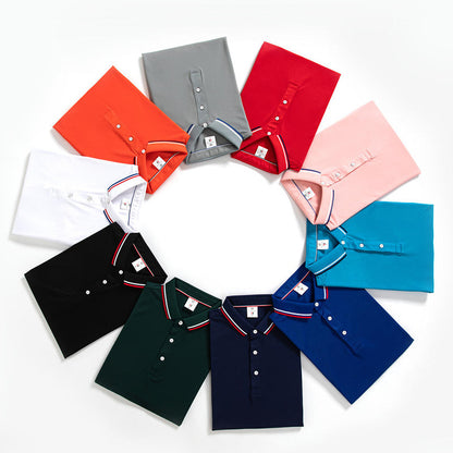 Simple Polo Shirt Short Sleeve Striped Lapel