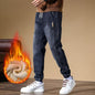 Mens Fleece-Lined Outerwear Jogger Harem Pants For Cold Weather Coziness