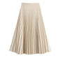 Fashionable High-waisted Pleated Midi Skirt
