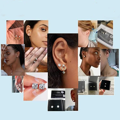 Pure Love - Earrings Set With Top-quality Moissanite S925 Silver And Platinum-plated Stud Earrings Are Fashionable And Trendy Accessories That Can Be Tested With A Diamond Pen