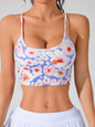 Women's Summer New Cross Thin-Strap Floral Print Daily Sports Bra