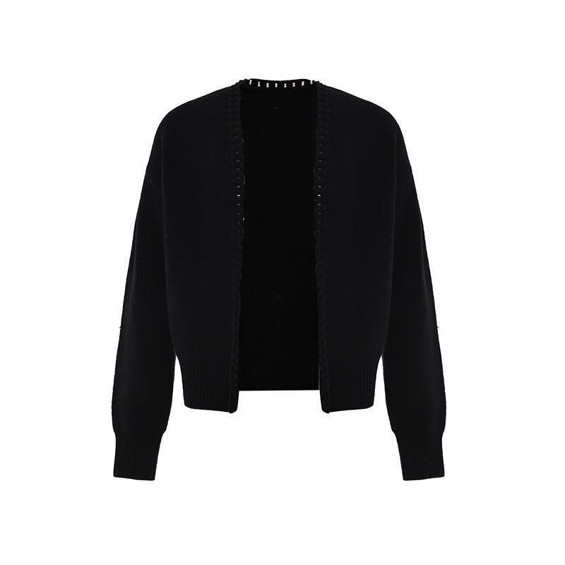 Heavy Handmade Wool Cardigan With Collar Wide Coat