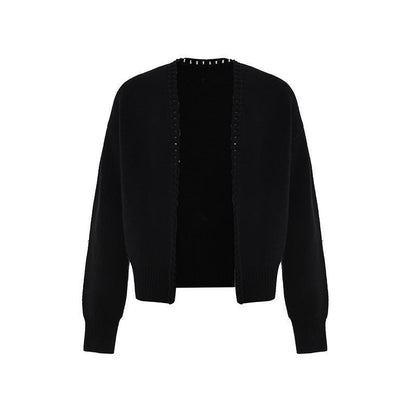 Heavy Handmade Wool Cardigan With Collar Wide Coat