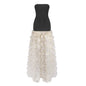 Black And White Tube Top Three-dimensional Flower Pettiskirt Dinner Dress