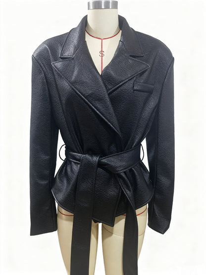 Women's Motorcycle Cool Strapped Temperament Leather Jacket