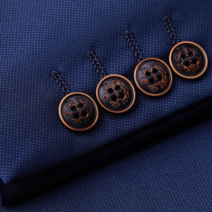 Men's British Korean Slim Fit Dark Blue Casual Three-piece Suit