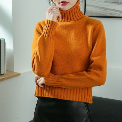 Women's High-neck Loose Slim-fit Lapel Wool Sweater Base Layer