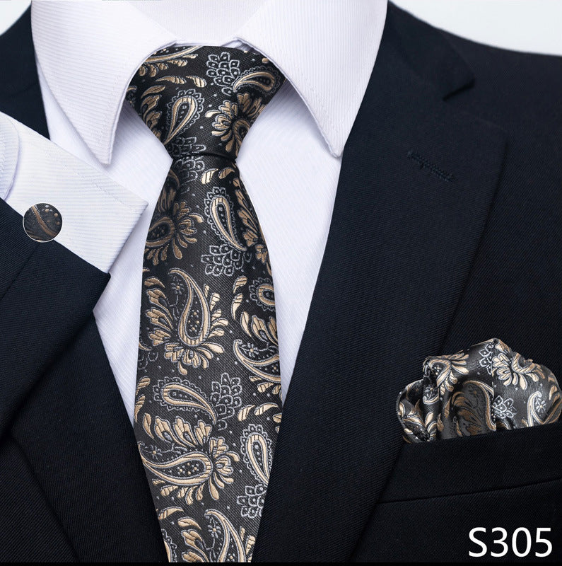 Men's Creative All-match Business Formal Wear Tie Scarf Cuff Buckle Set