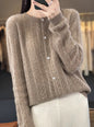Round Neck Cardigan Hollow Cashmere Sweater Coat For Women