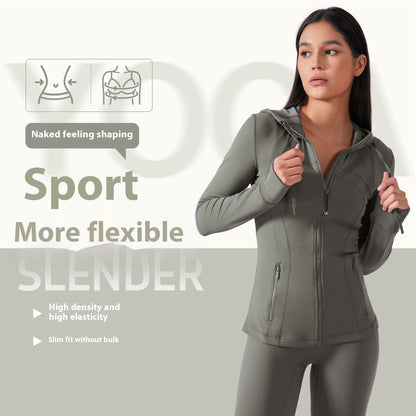 Yoga Clothes Coat Women's Body Shaping And Slim Looking Hooded Zipper
