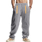 Mens Breathable Loose-fit Wide-leg Casual Linen Pants
