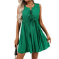 Lace-up Fashion Short Sleeveless Holiday Dress