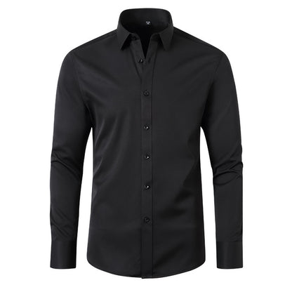 Full Elastic Force Shirt Men's Non-ironing Anti-wrinkle Solid Color