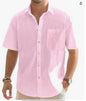 Men's Cotton And Linen Short Sleeve Shirt Top
