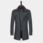 Men's Woolen Coat Double Collar Standard Vertical Zipper Coat Jacket