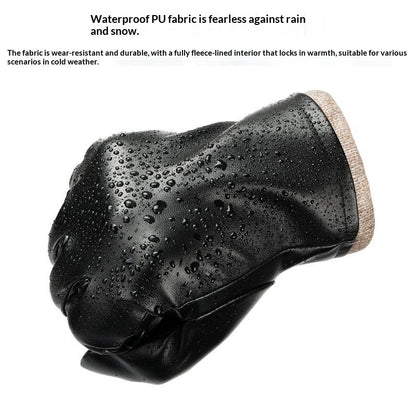 Mens Business-Style Wind- And Water-Resistant Leather Gloves