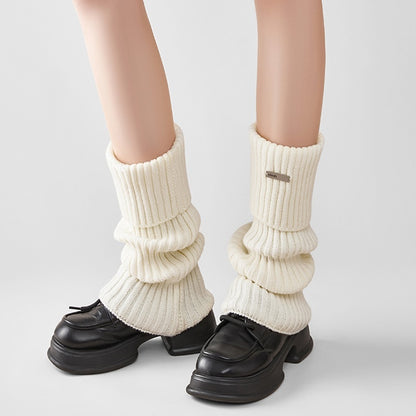 Female Vertical Stripe Slimming Solid Color Retro Sock Set