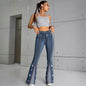 Women High Waisted Star Patchwork Flare 4th Of July Outfits For Women Bell Bottom Denim Pants For Curvy Girls Slim Fit Curve Enhancing Soft Stretch Fabric