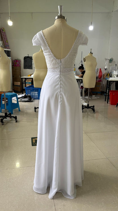 Bohemian Bridal Wear V-neck Backless Chiffon Dress Small Trailing Temperament