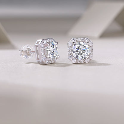 The Rose In The Heart - Earrings Set With 1-carat Top-quality Moissanite S925, Silver And Platinum-plated Stud Earrings, A Fashionable And Trendy Accessory That Can Be Tested With A Diamond Pen