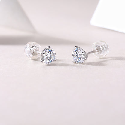 Frozen Frame - Set With 0.5-carat Top-quality Moissanite S925 Silver And Platinum-plated Stud Earrings, A Fashionable And Trendy Accessory That Can Be Tested With A Diamond Pen In Gold Rose Gold