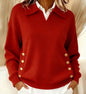 Turn-down Collar Button-down Collar Pullover Women's Long Sleeve
