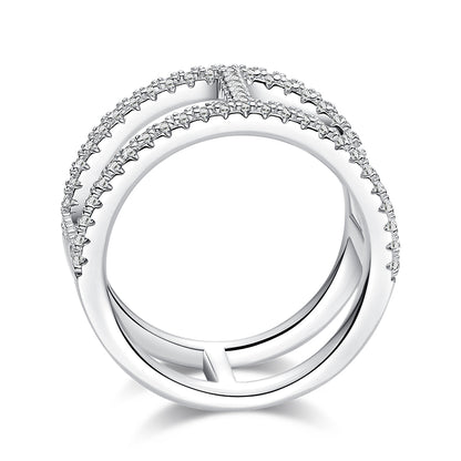 Light Chain Trendy Ring - Set With Top-quality Moissanite S925 Silver And Platinum-plated Diamond Wedding Ring. The Ring Can Be Inspected With A Diamond Pen