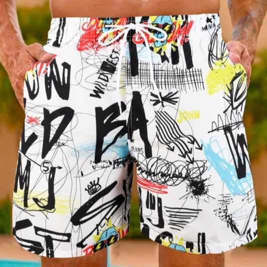 Loose-fitting, Swim-friendly Mens Casual Hot Spring Shorts For Adults