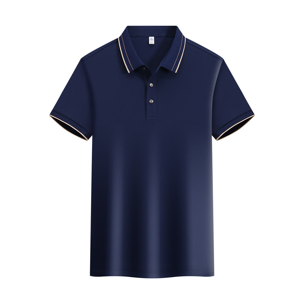 Ice Ion Mercerized Pearl Cotton Color Matching Collar Polo Shirt For Men And Women