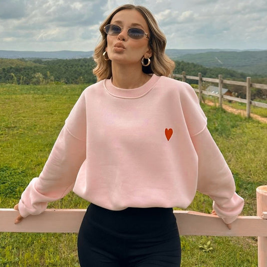 Casual Fashion Sweet Round Neck Pullover Women