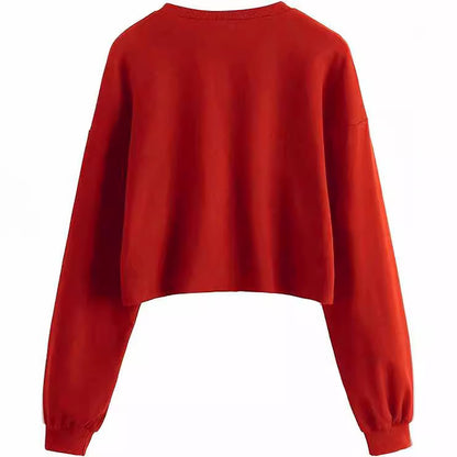 Women's Autumn And Winter New Solid Color With Fur Loose O-neck Short Sweater