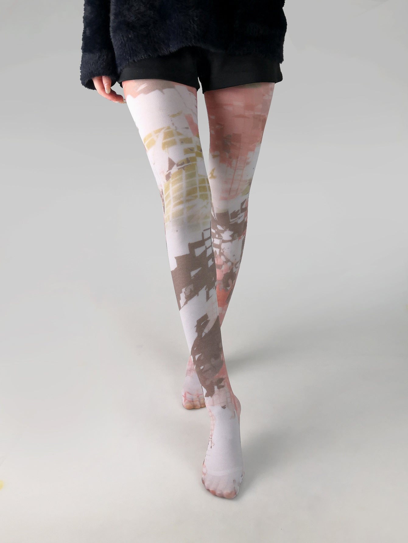 Japanese Color Rose Printed Pantyhose