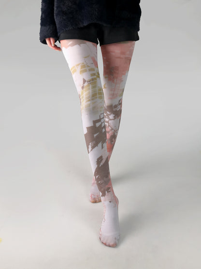 Japanese Color Rose Printed Pantyhose