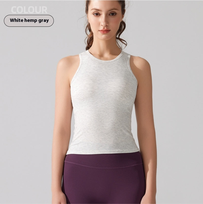 Europe And America Cross Border Yoga Vest Women's Rib Running With Chest Pad Tight Fitness